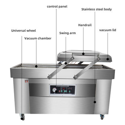 2.1KW Doppelkammer Vakuumverpackungsmaschine für Bekleidung/chemische Flüssigkeit/Bedrohungstaschen