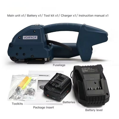 Elektrisch betriebene Strapmaschine für PP-PET-Streifen mit langlebiger wiederaufladbarer Batterie