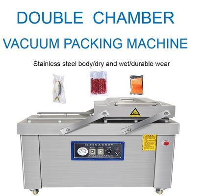 Doppelkammer 2200W Edelstahl Vakuumverpackungsmaschine für Fleisch Reis Snack Fischfutter