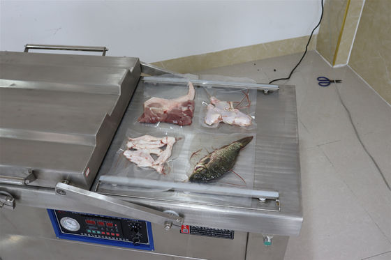 Automatische Doppelkammer-Vakuumpakemaschine für gesalztes Fleisch, Trockenfisch, Schweinefleisch, Rindfleisch und Reis