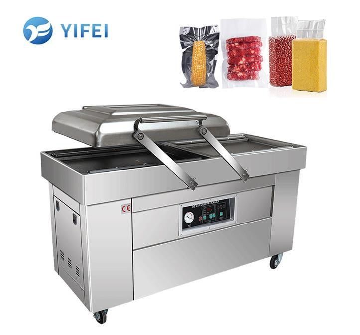 Doppelkammer Industrievakuumpakemaschine für Lebensmittel mit 1,5 kW Vakuumpumpenleistung