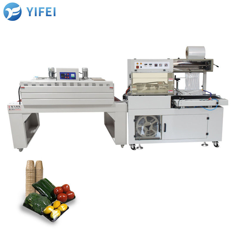 360 KG Geschwindigkeit automatische L-Bar POF Film Gurke Schrumpfverpackungsmaschine für Lebensmittel-Trays